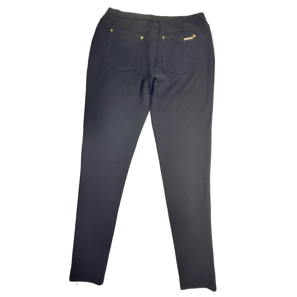 Michael Michael Kors Women's Black Pull-On Skinny Pants Size S‎ Gold Hardware